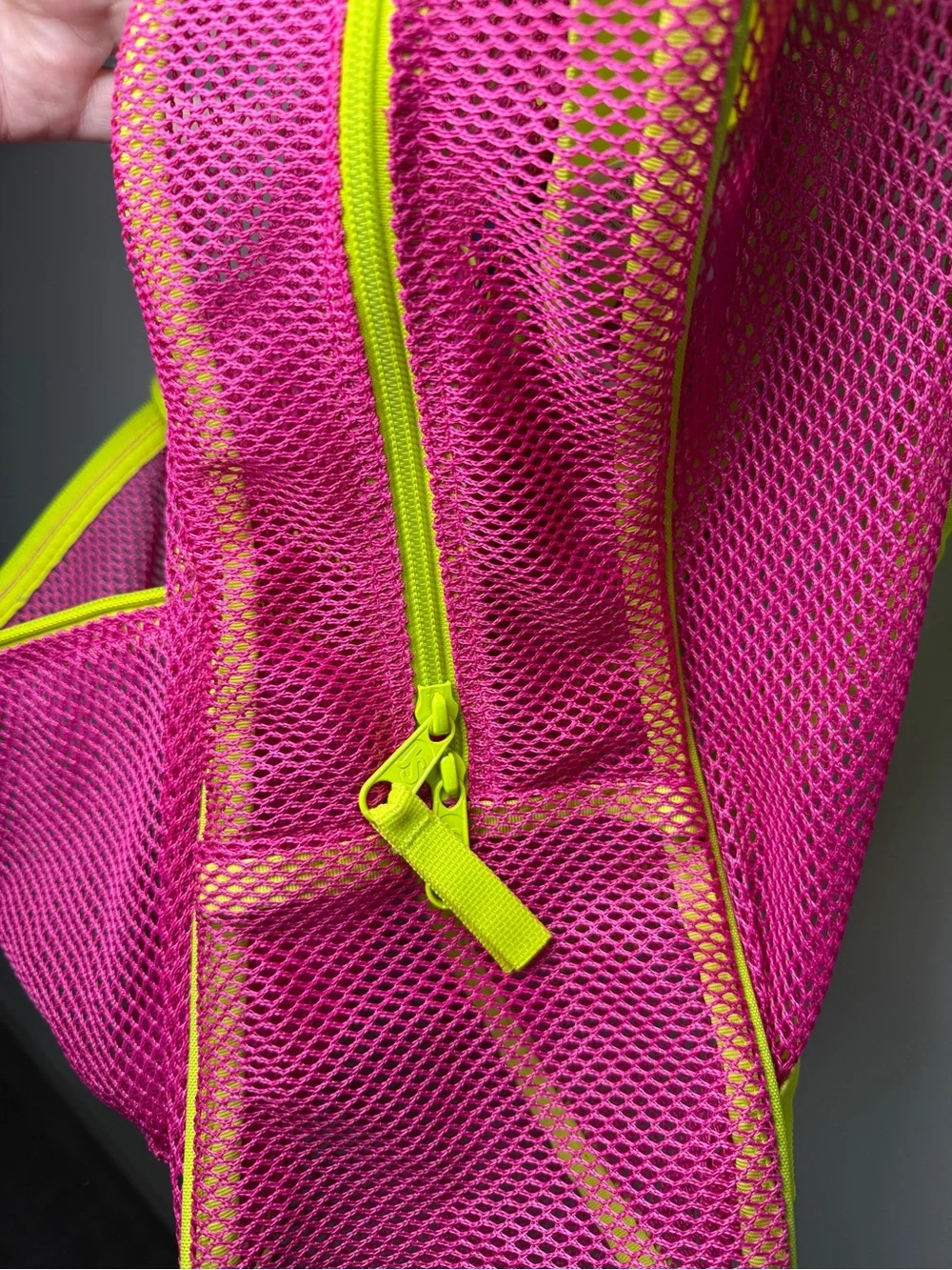 JanSport Mesh Pack Backpack Pink Neon Yellow See-Through Sz OS